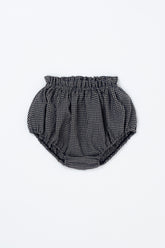 Avauma Berry Puff Bloomer in Camellia Check pattern, flat lay on white background